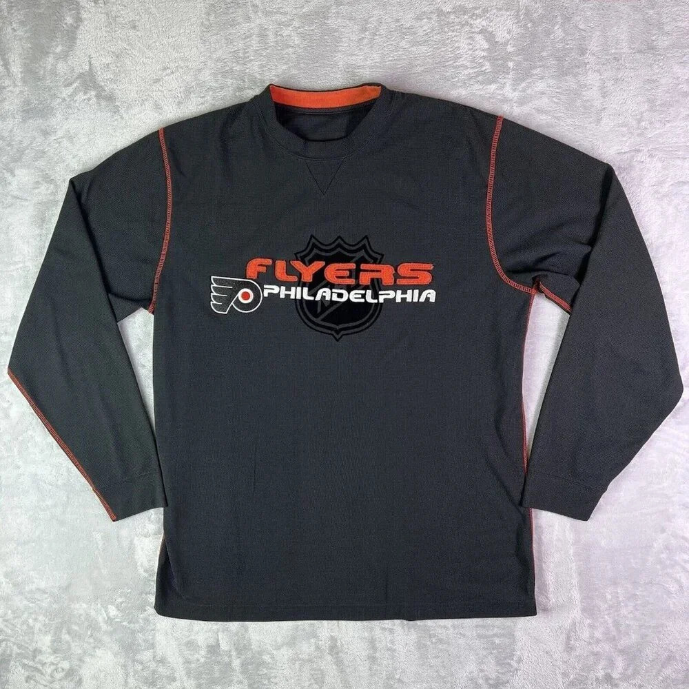 Philadelphia Flyers NHL Longsleeve Shirt Women's Large** Black‎ Hockey Velvet